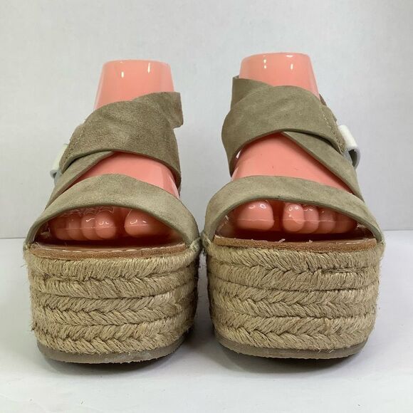 RAG & BONE August Espadrille Brown Suede Leather Wedge Sandals Sz 38.5/US 8.5 - Picture 5 of 12
